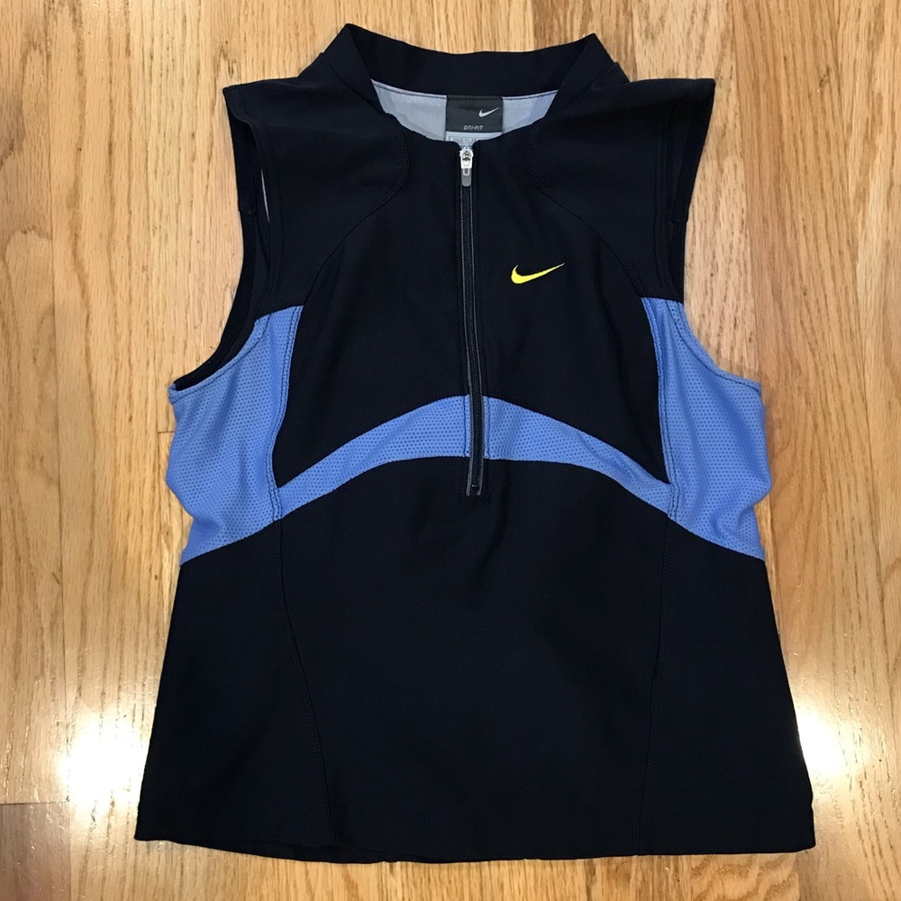 Nike Drifit Sleeveless Zip Tank Top Vest Navy Blue XS